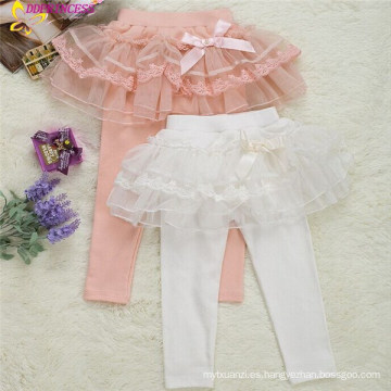 Otoño Regular niños niña Active Lace Bow falda pantalones de precio barato